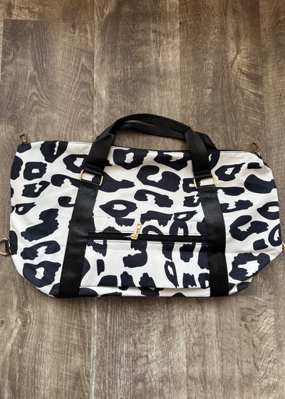 Leopard Print Duffle Bag- Black