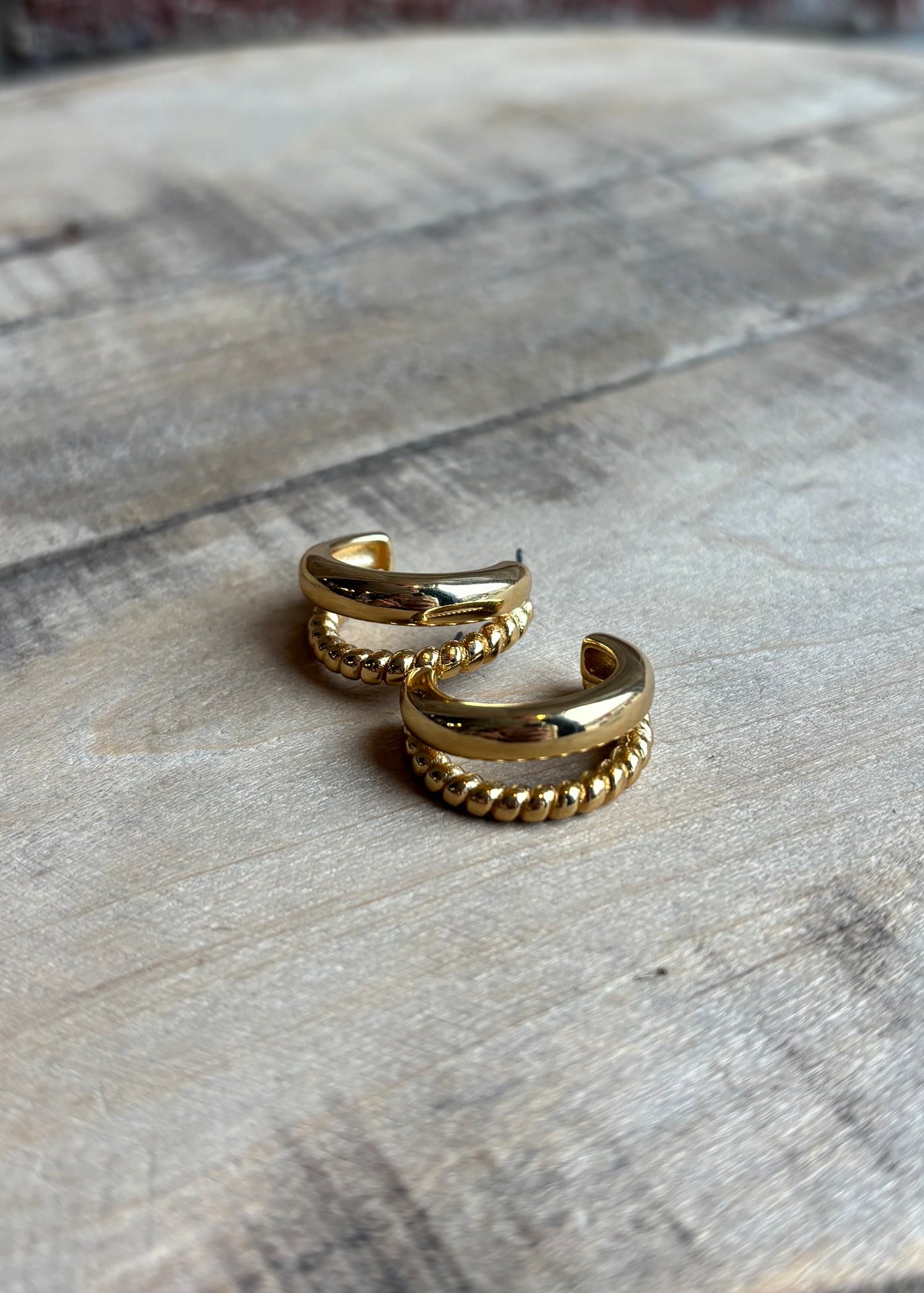 Gold Layered Textured Hoop Earrings