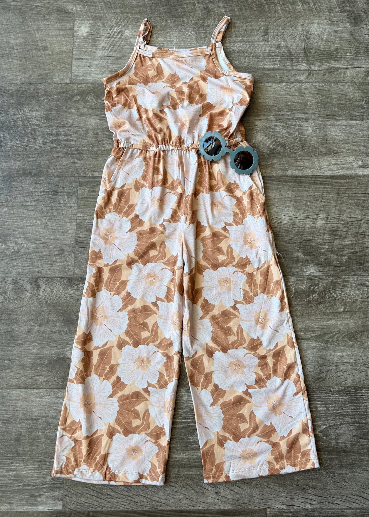 Peach Floral Jumpsuit- KIDS
