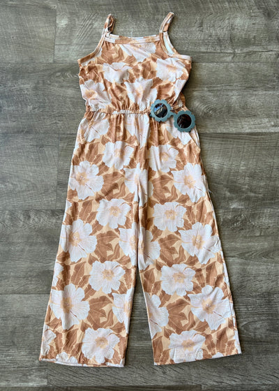 Peach Floral Jumpsuit- KIDS