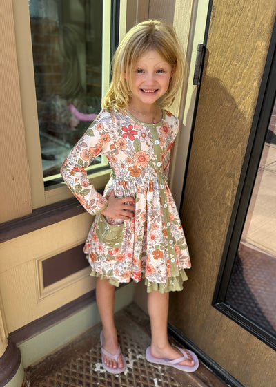Sage & Rust Dress- KIDS