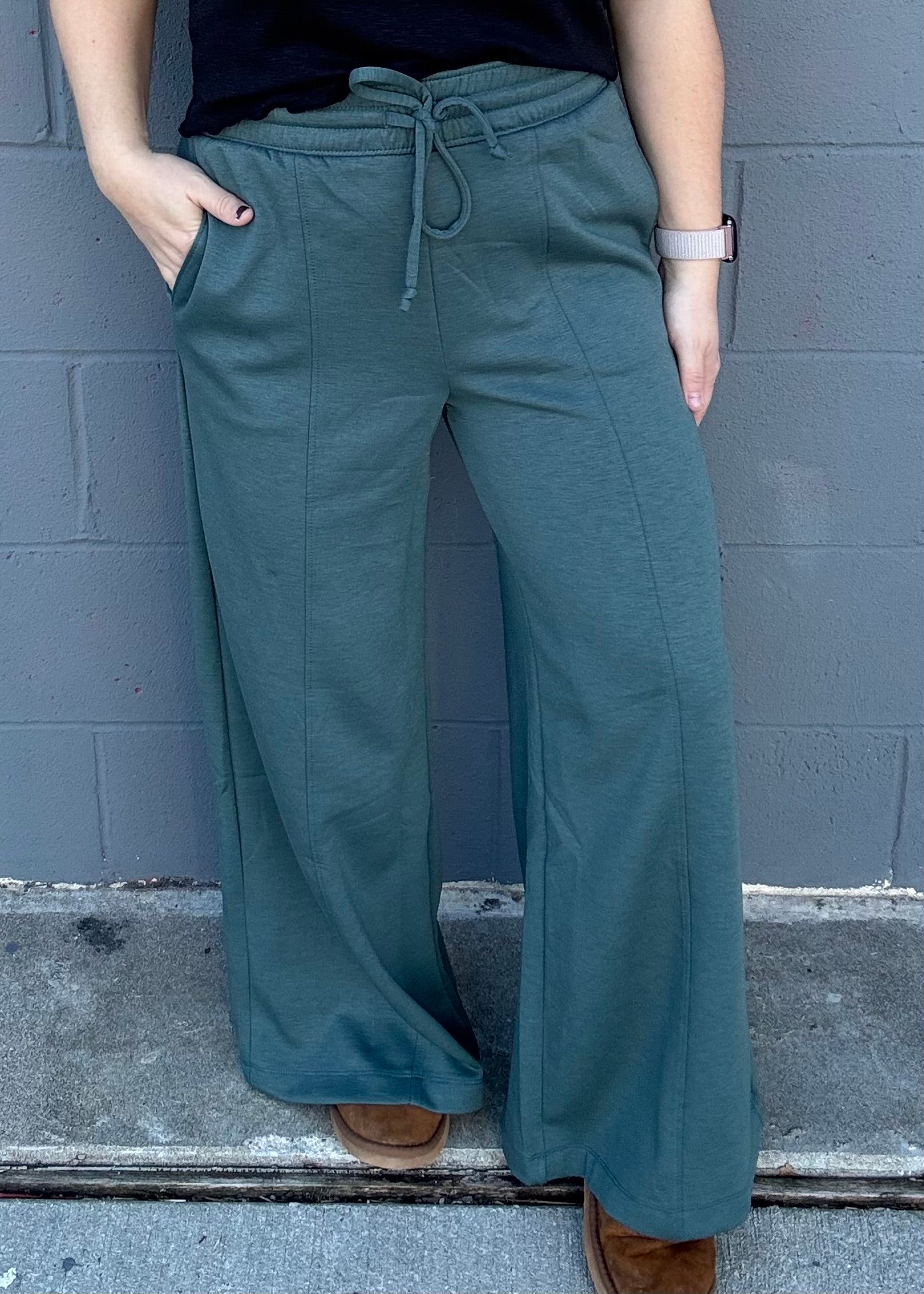 Limitless Wide Leg Sweats- Ash Jade