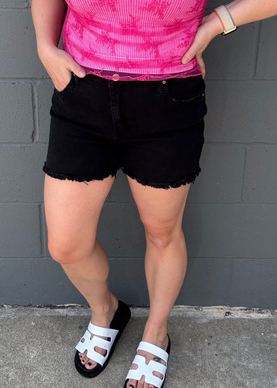 Unique Touch Black Denim Shorts