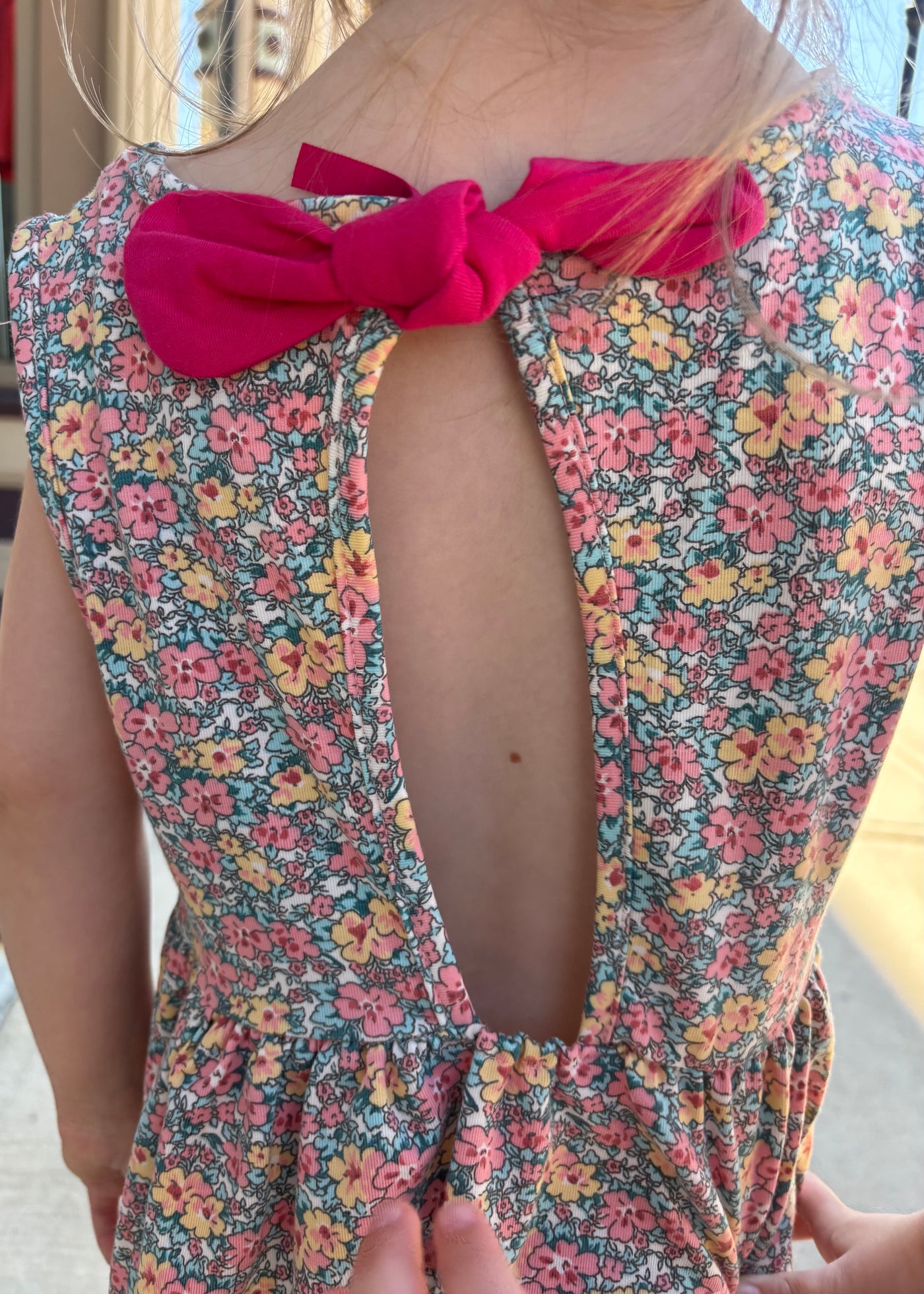 Coral/Yellow Floral Dress- KIDS