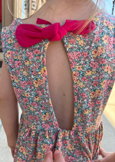 Coral/Yellow Floral Dress- KIDS