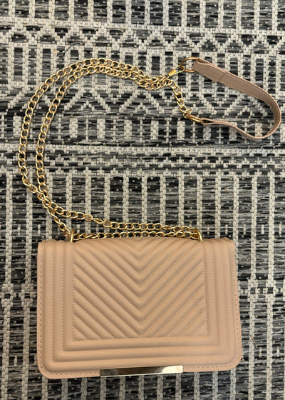 Chevron Grid Crossbody- Ash Mocha