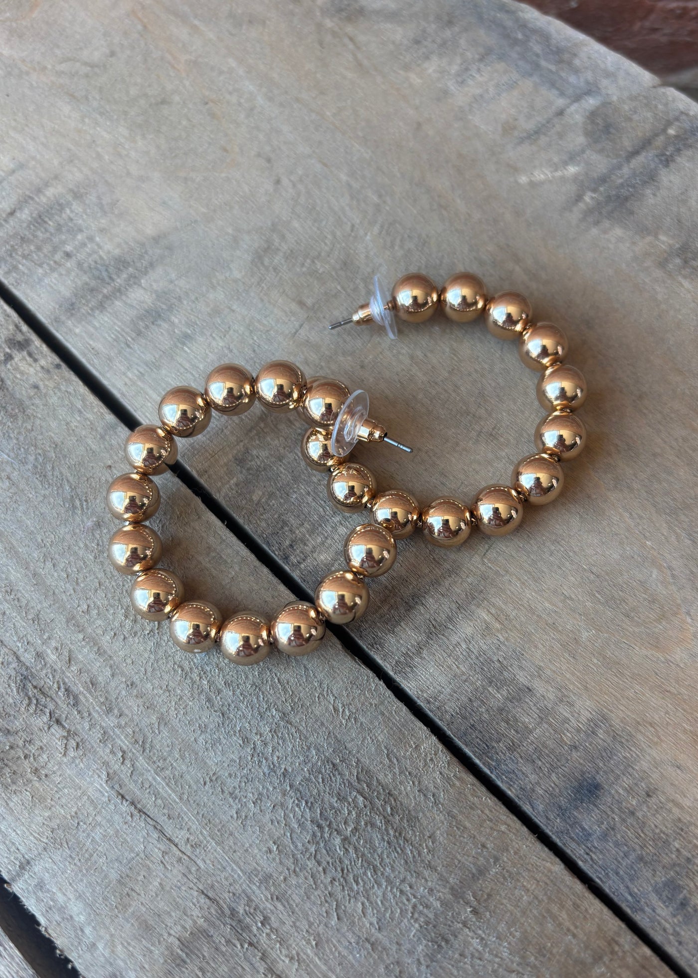 Chunky Ball Hoop Earrings- Gold