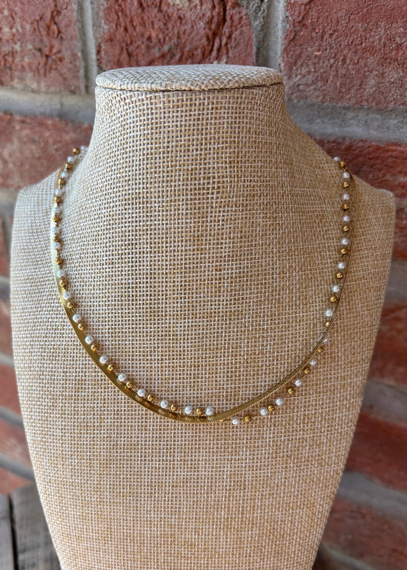 Pearl & Snake Chain Dual Necklace
