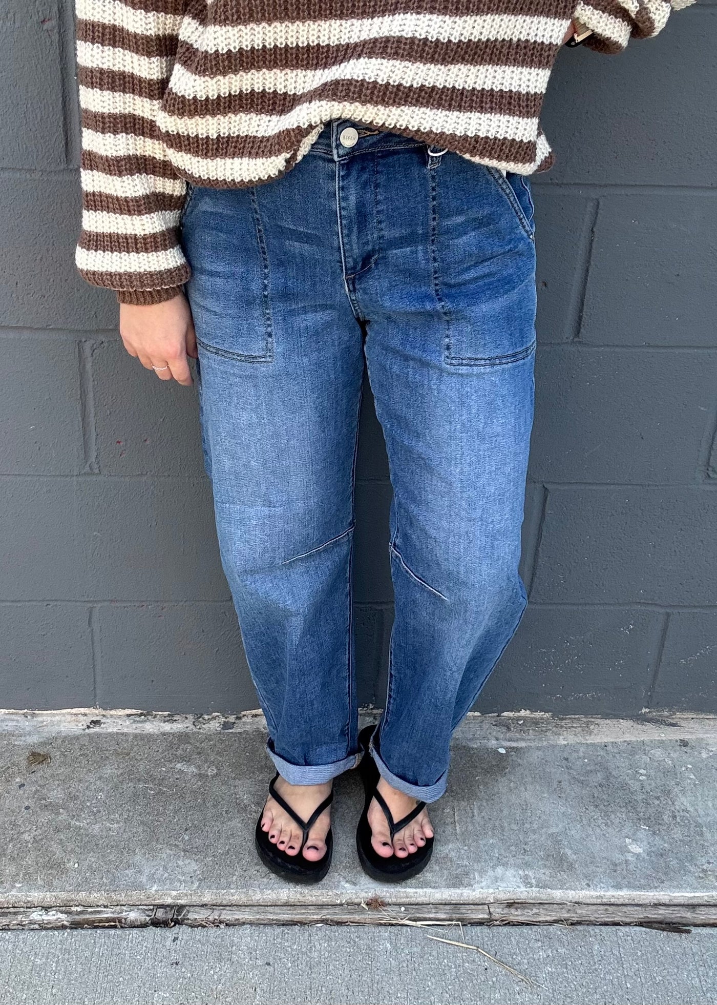 It's My Turn Mid Rise Barrel Jeans