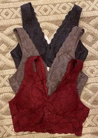 Lace Bralette- Burgundy