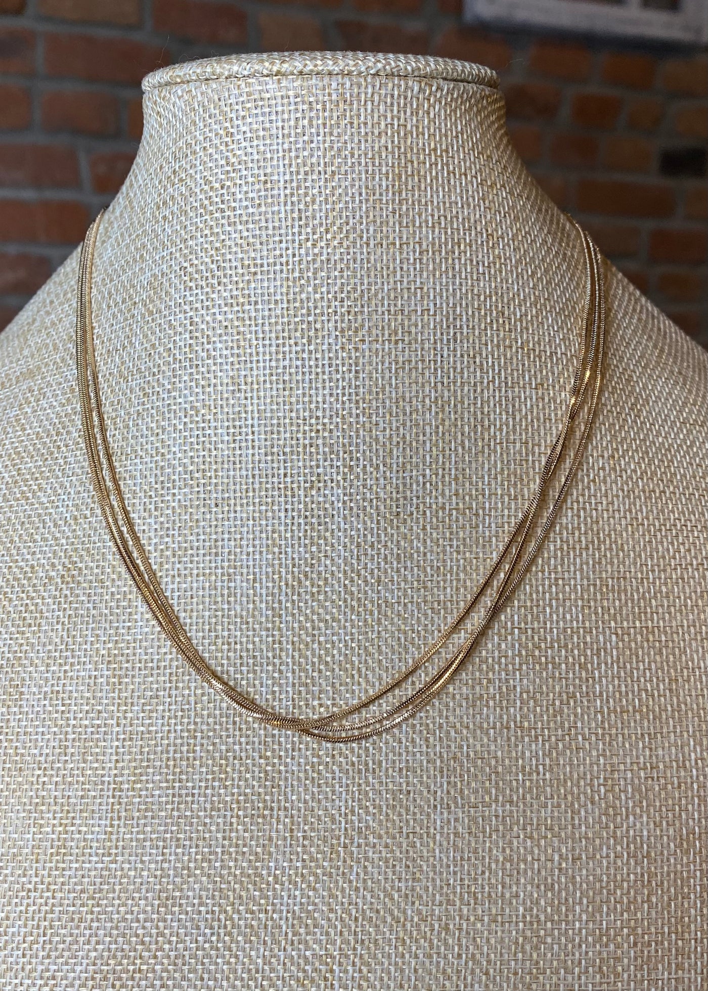 Triple Layered Snake Chain Necklace Gold
