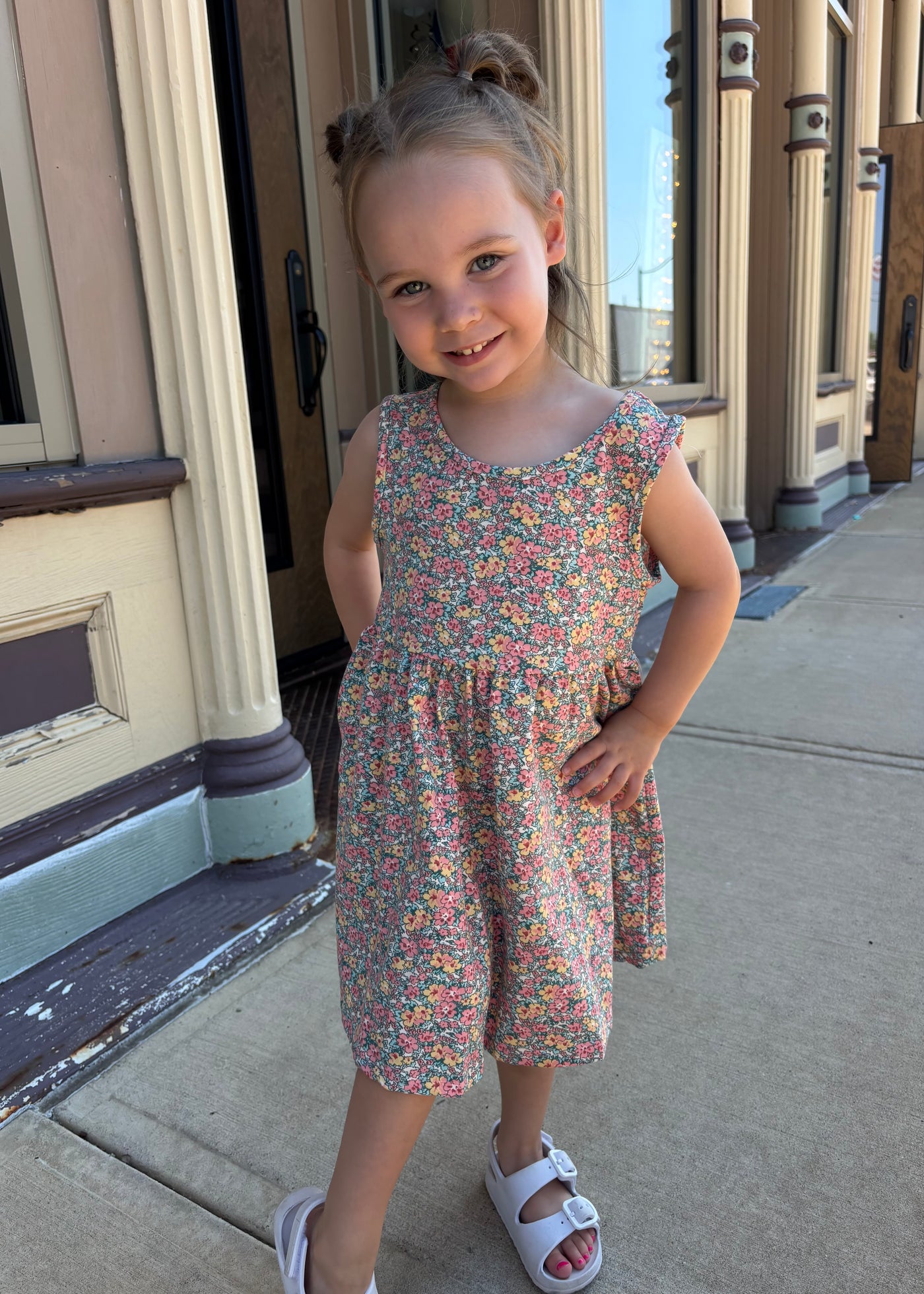 Coral/Yellow Floral Dress- KIDS