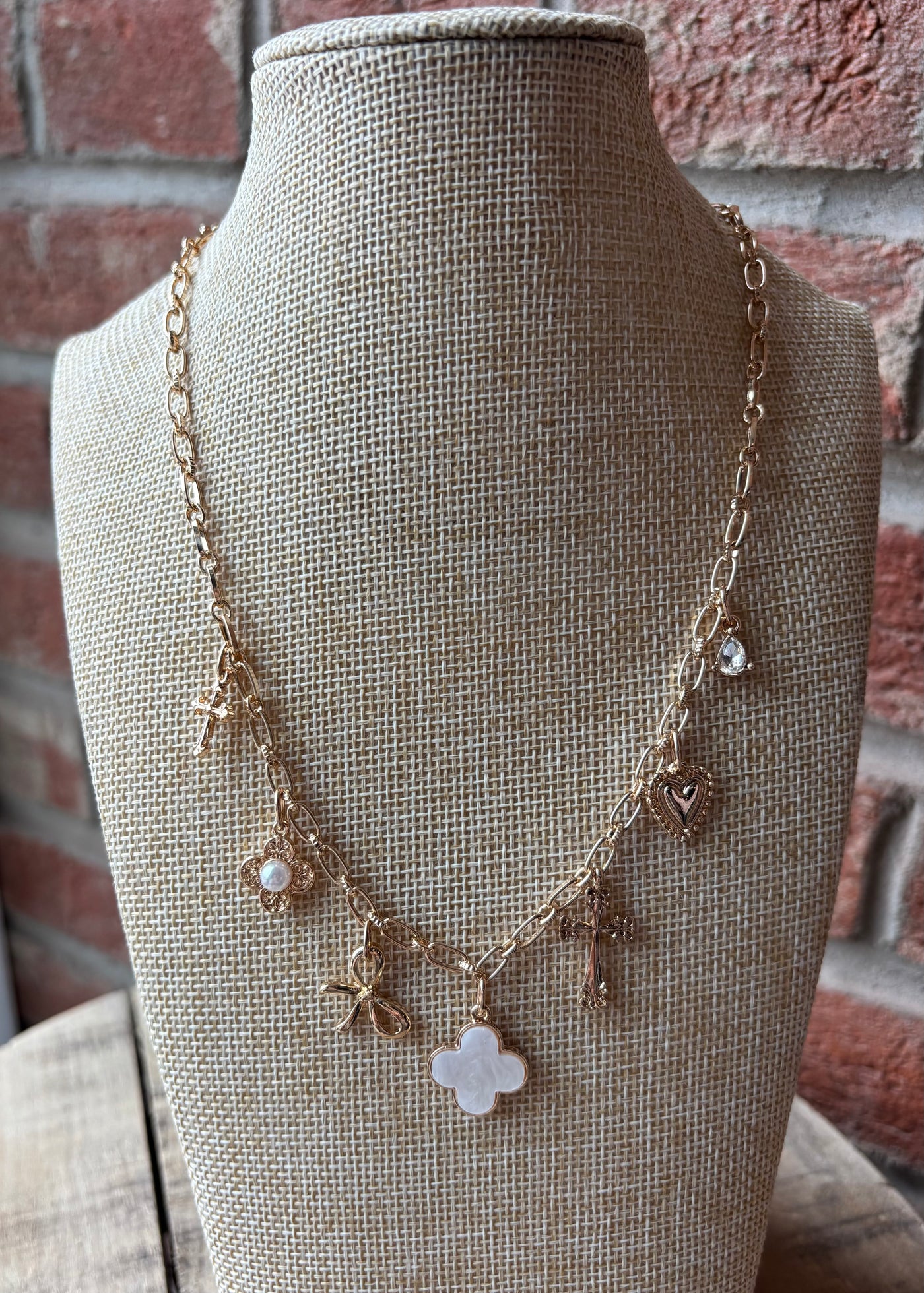 Cross & Clover Charm Necklace