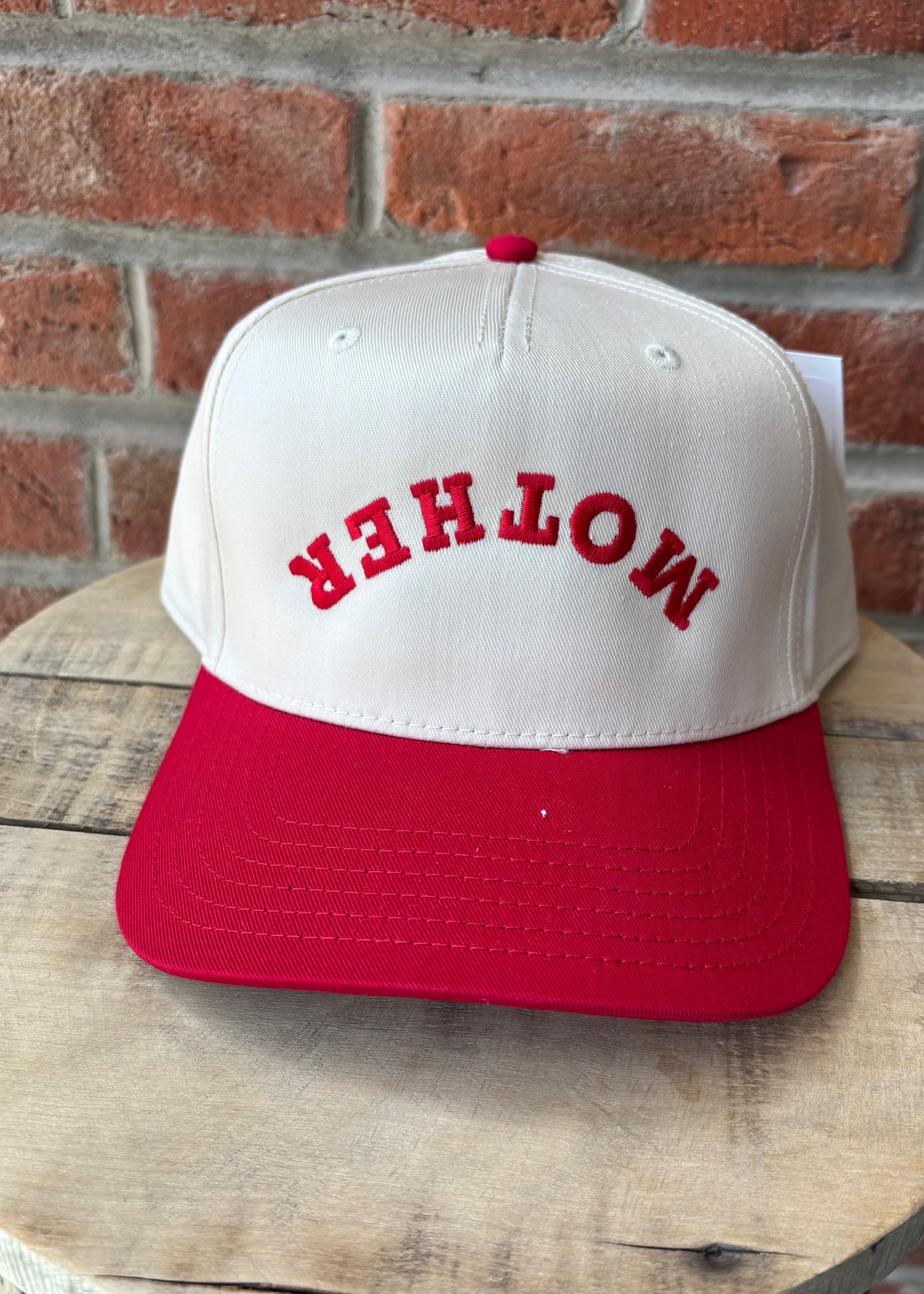 Mother Upside Down Hat- Red/Tan