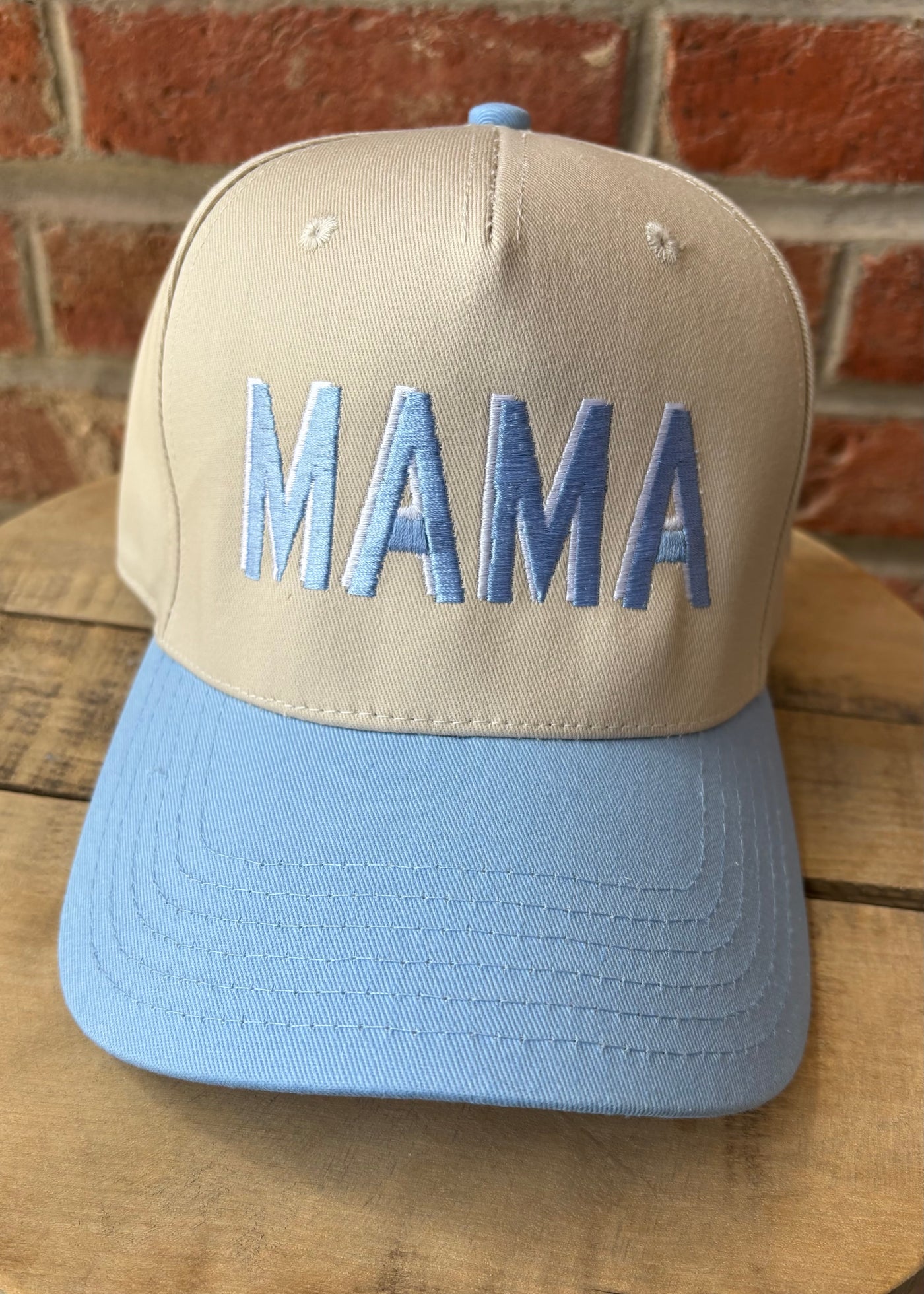 Mama Two Toned Hat- Blue/Tan