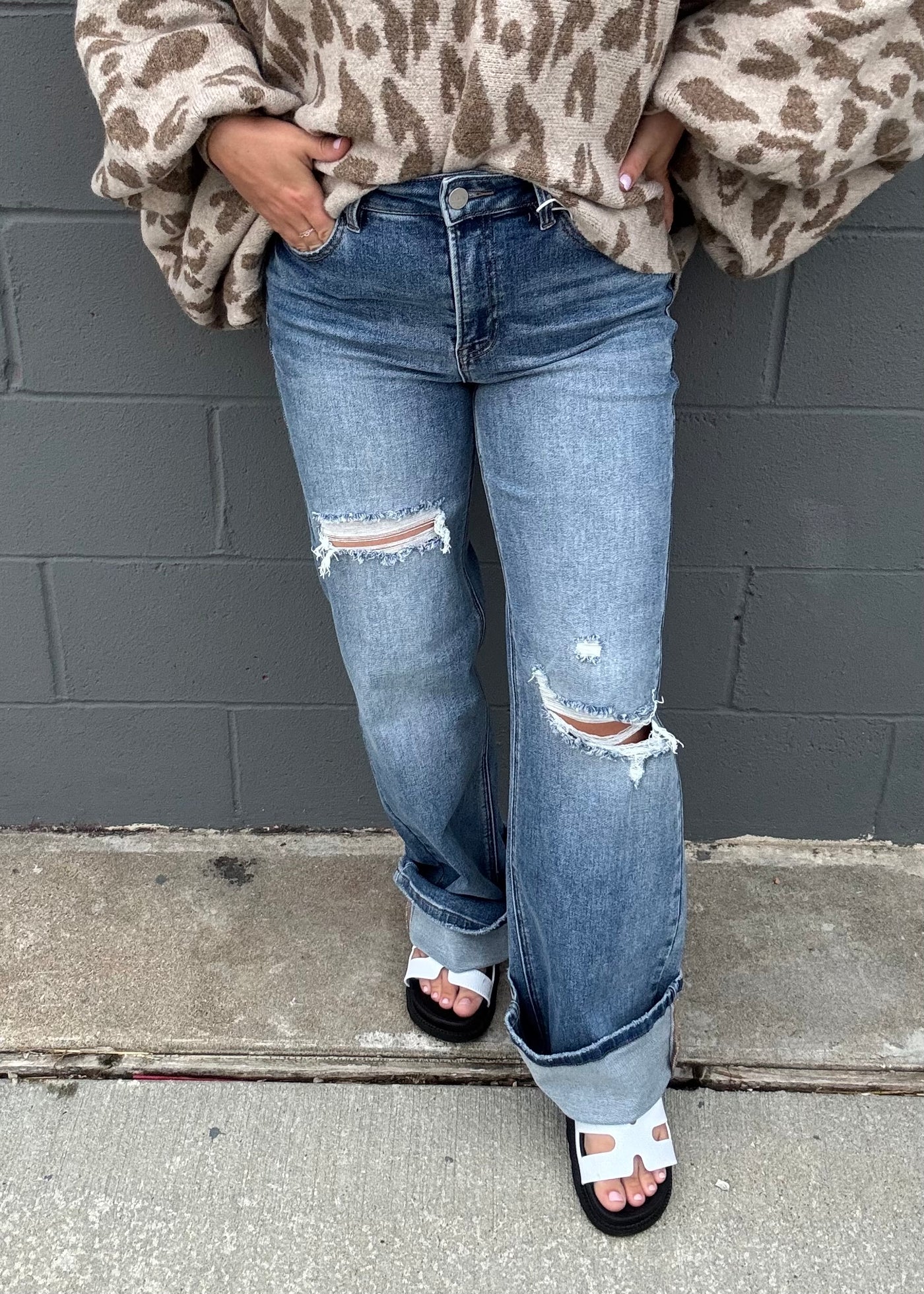Makes Sense High Rise Distressed Denim