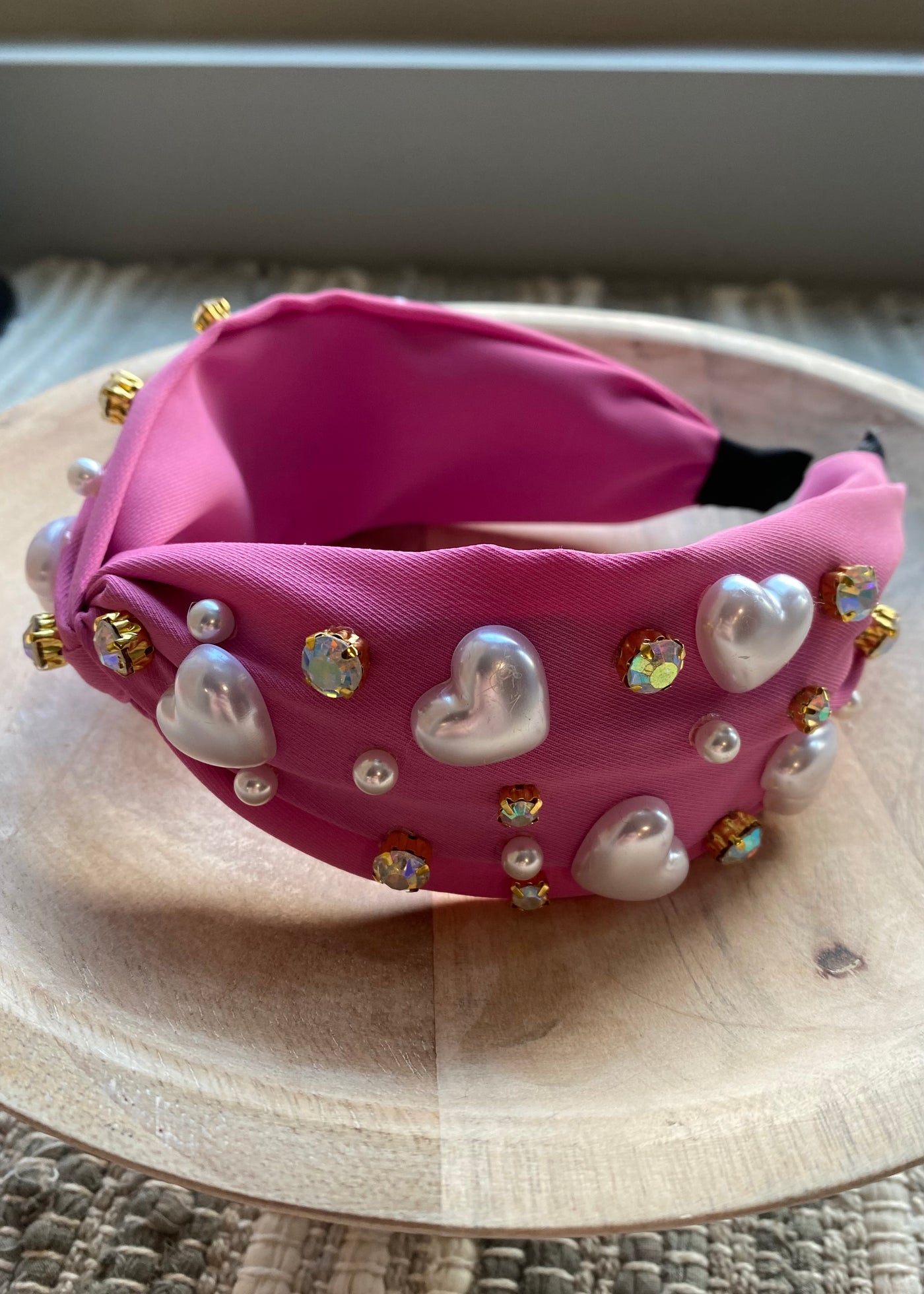 Pink Pearl Heart Headband