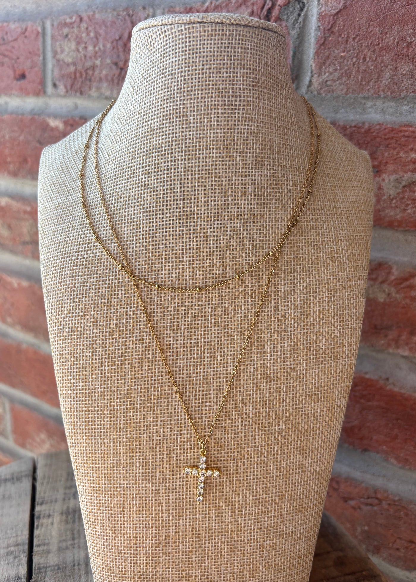 Layered Cross Gold Necklace