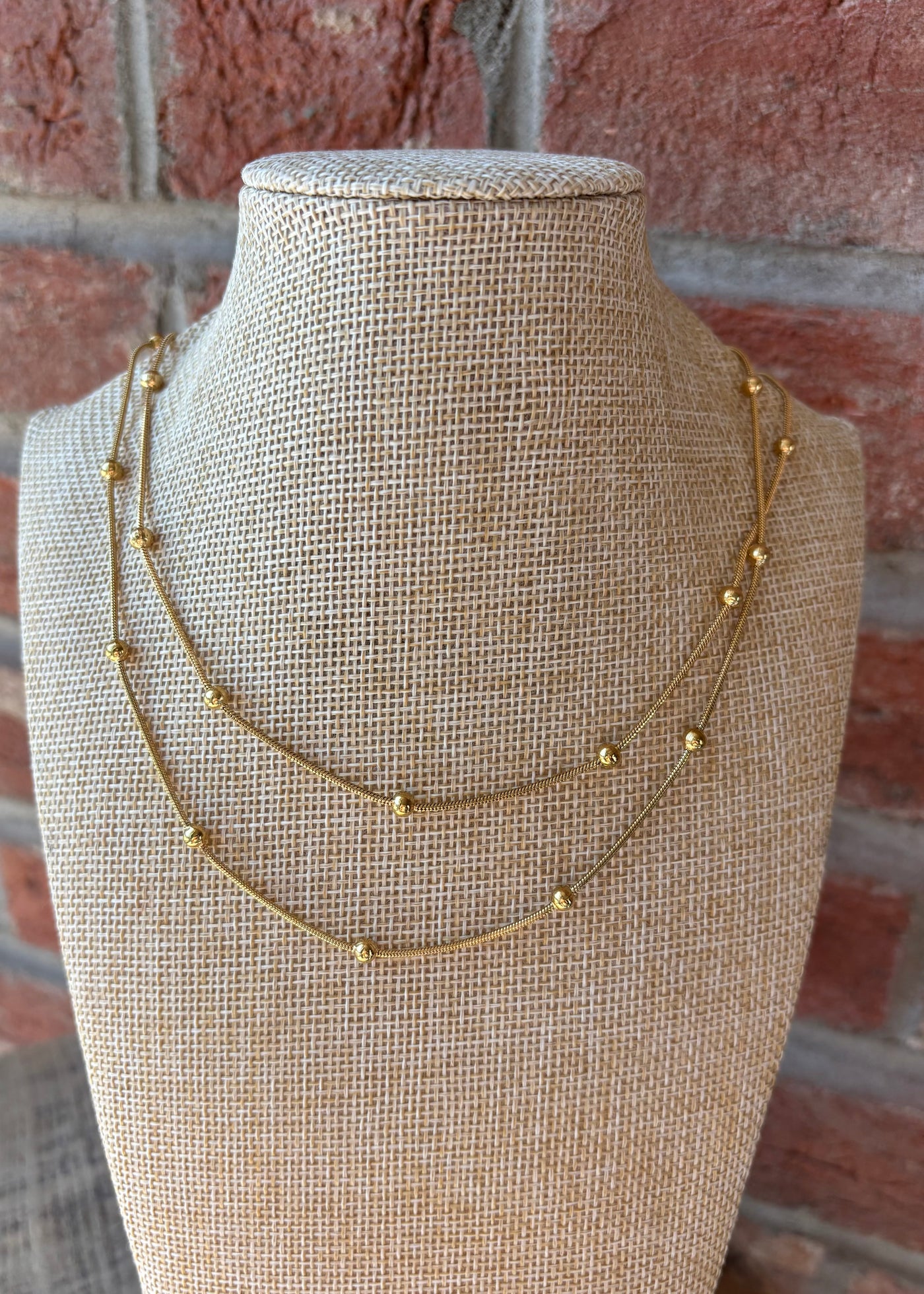 Gold Ball Double Layer Necklace