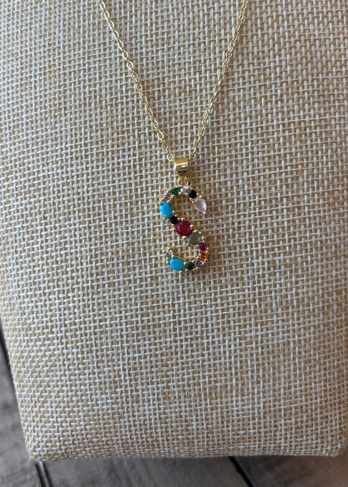 Gold Crystal Initial Necklace