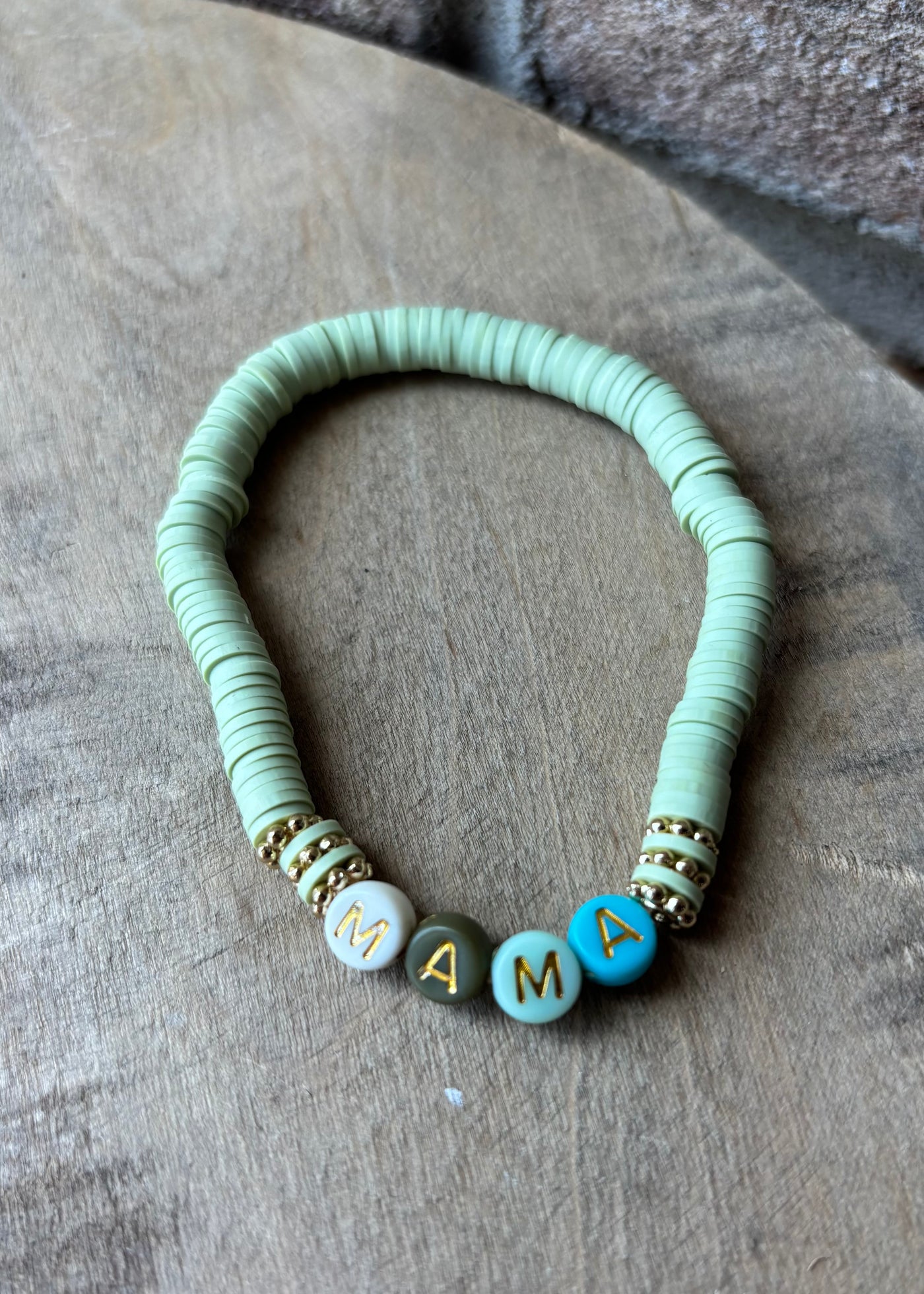 Mama Beaded Bracelet- Mint