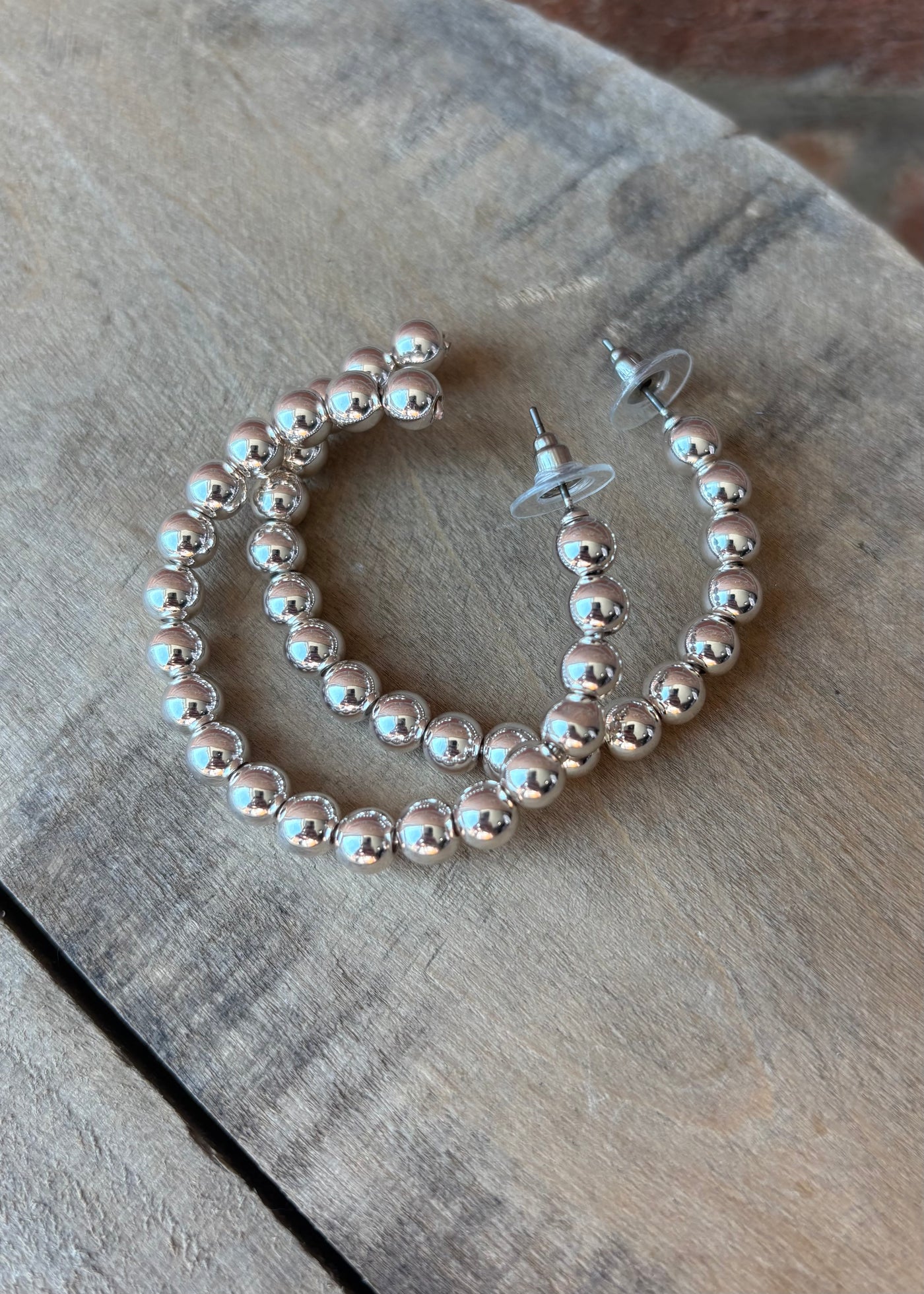 Large Ball Hoops- Silver