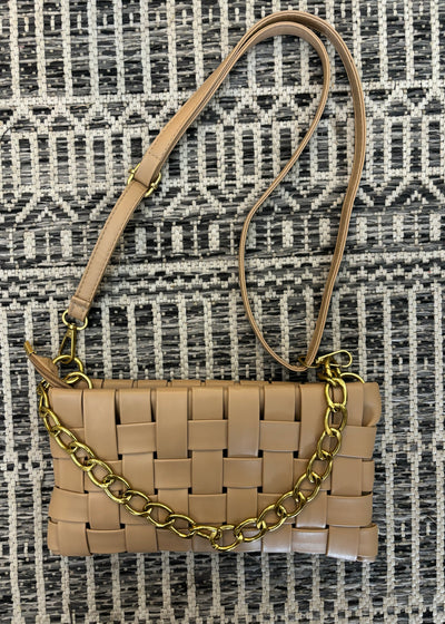 Woven Weaved Shoulder Bag- Ash Mocha