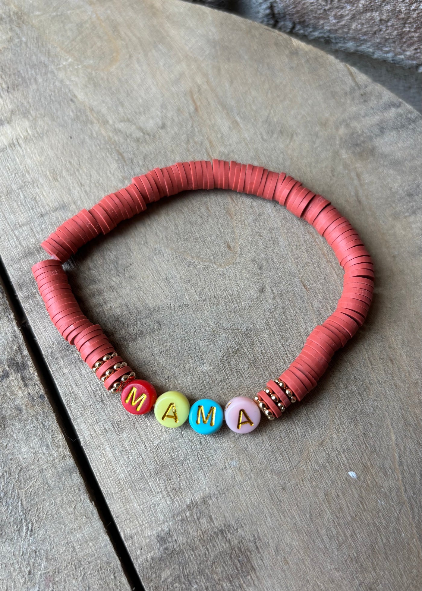 Mama Beaded Bracelet- Rust