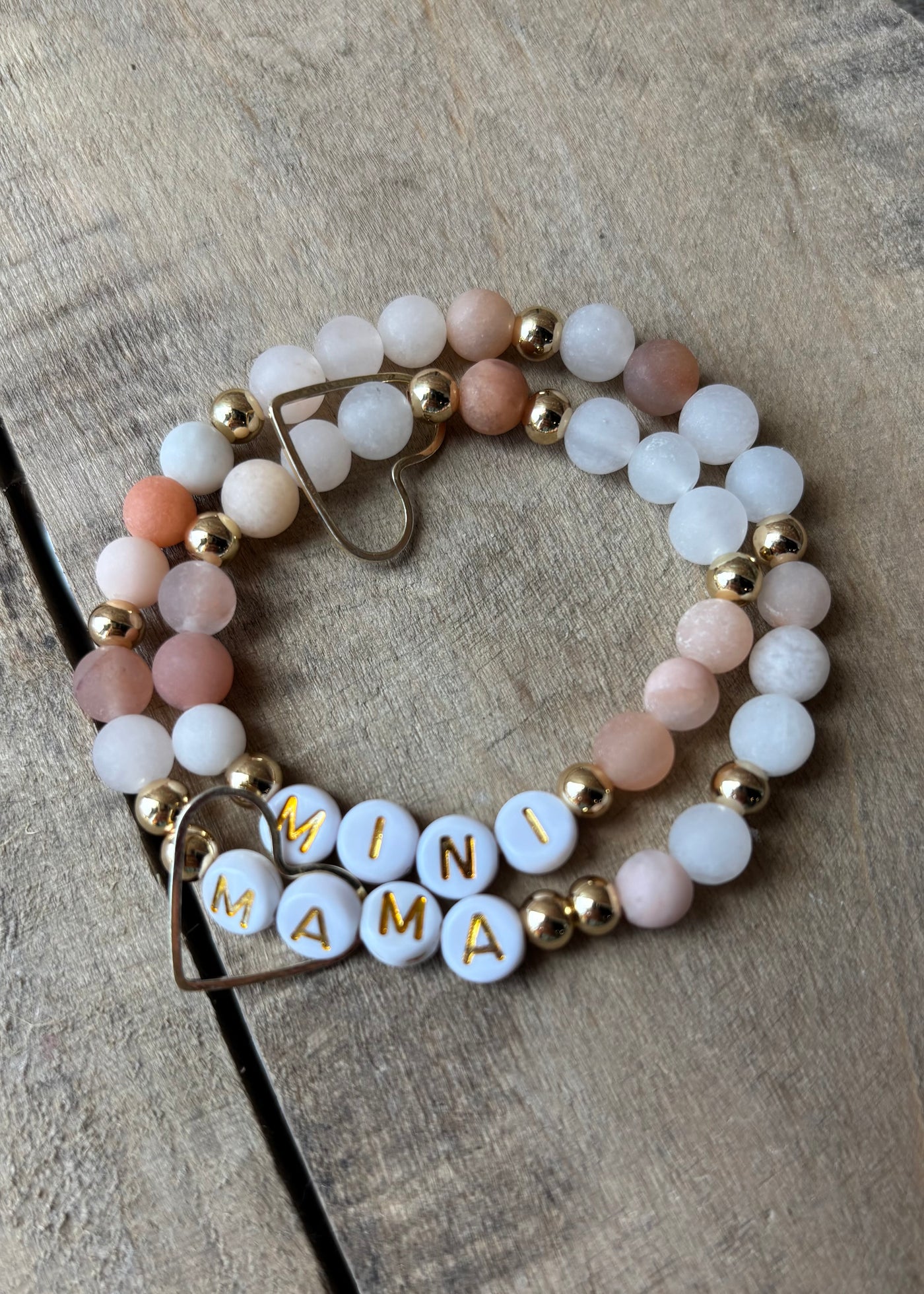 Mama & Mini Matching Bracelet- Cream/Pink
