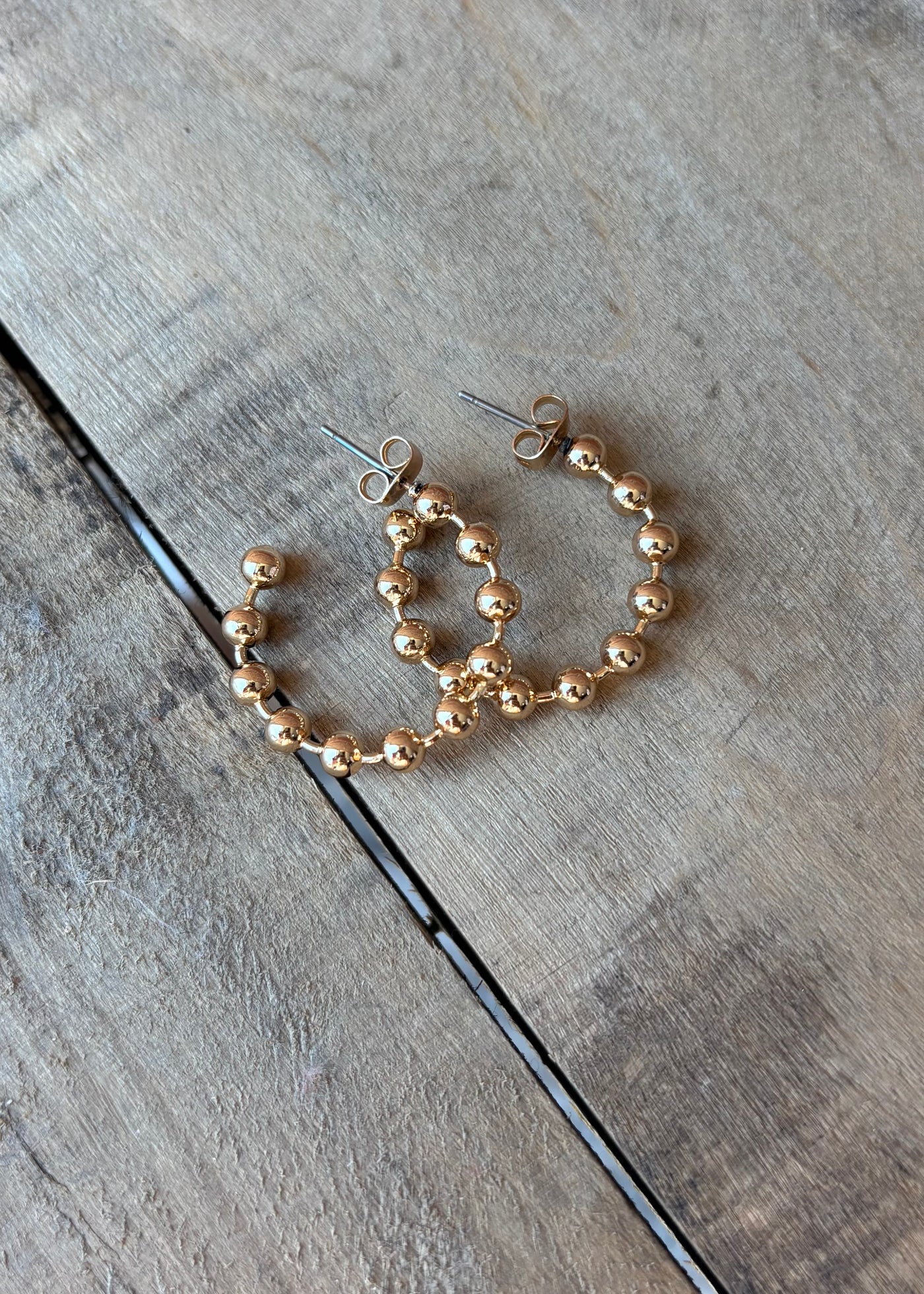 Medium Ball Hoop Earrings- Gold