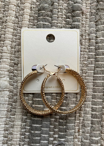 Gold Textured Layered Hoops