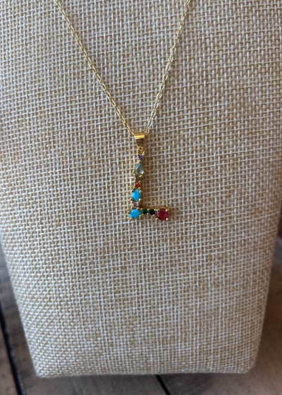 Gold Crystal Initial Necklace