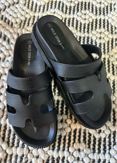 Crazy About You Slide Sandal- Black