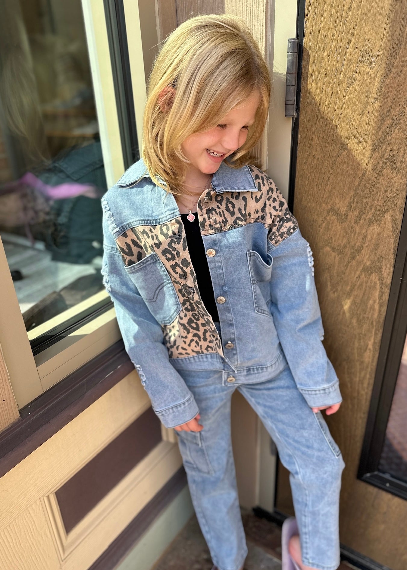 Leopard Denim Jacket- KIDS