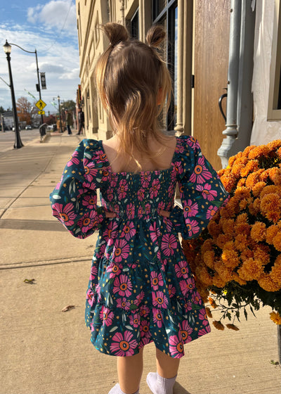 Blue & Pink Floral Dress- KIDS