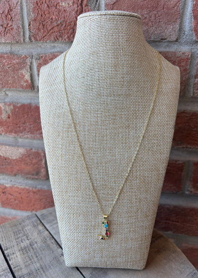 Gold Crystal Initial Necklace