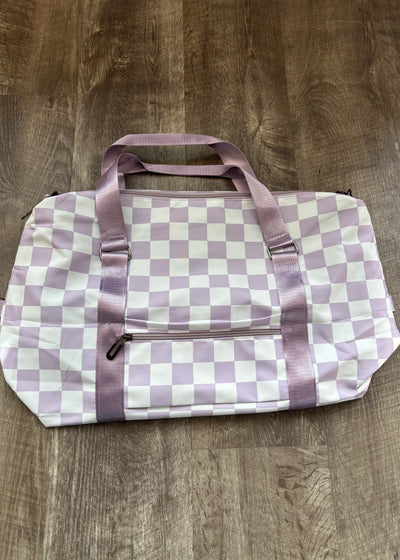 Checkered Print Duffle Bag- Lavender
