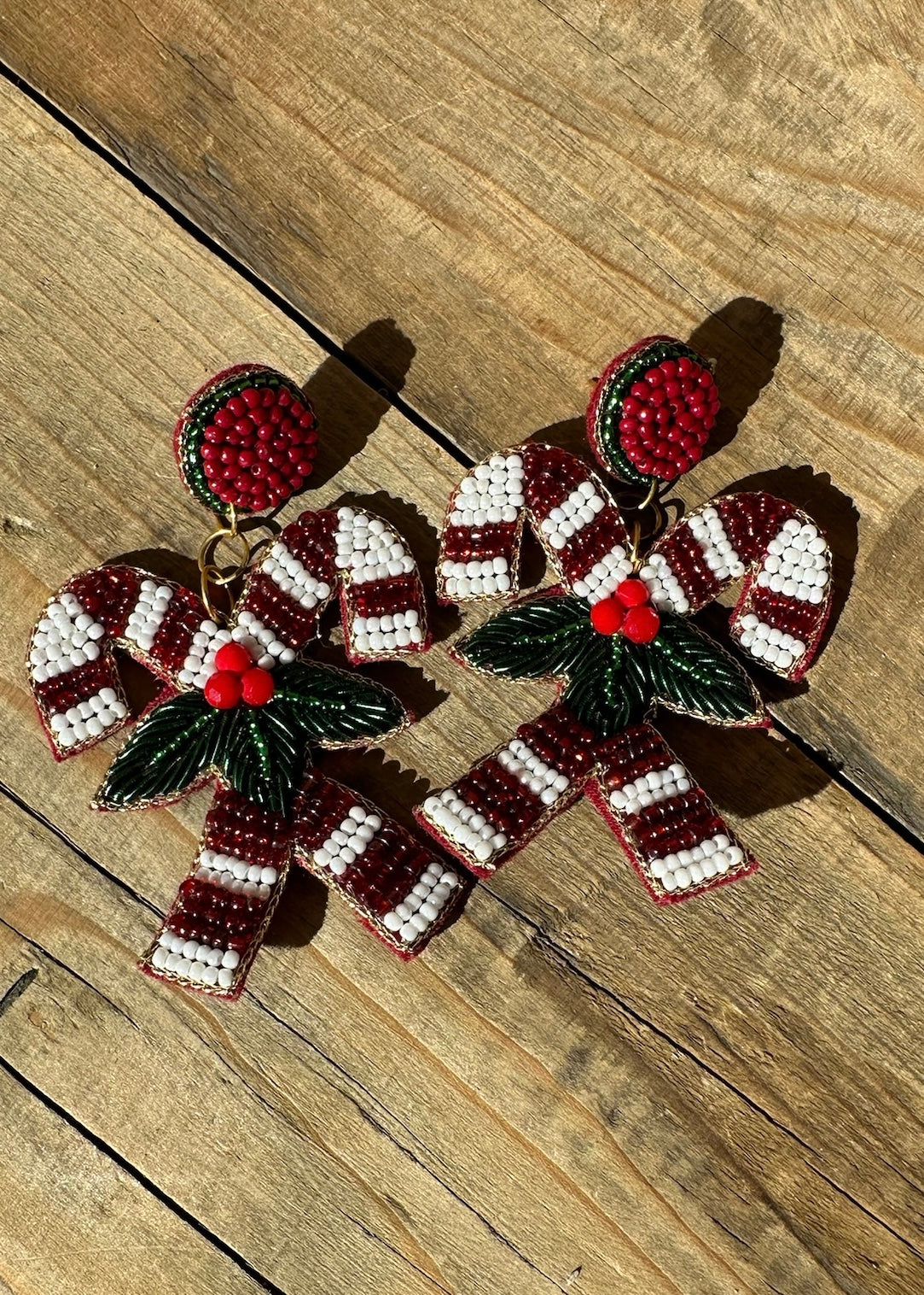 Beaded Candy Cane Earrings