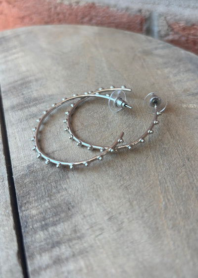 Bubble Brass Hoops- Silver