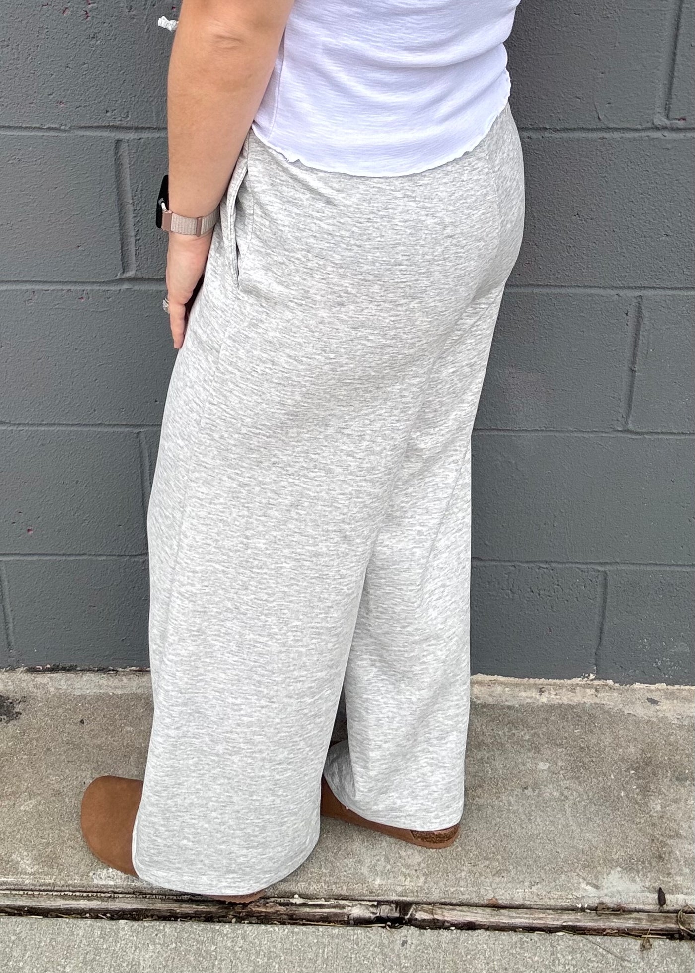Limitless Wide Leg Sweats- Heather Grey
