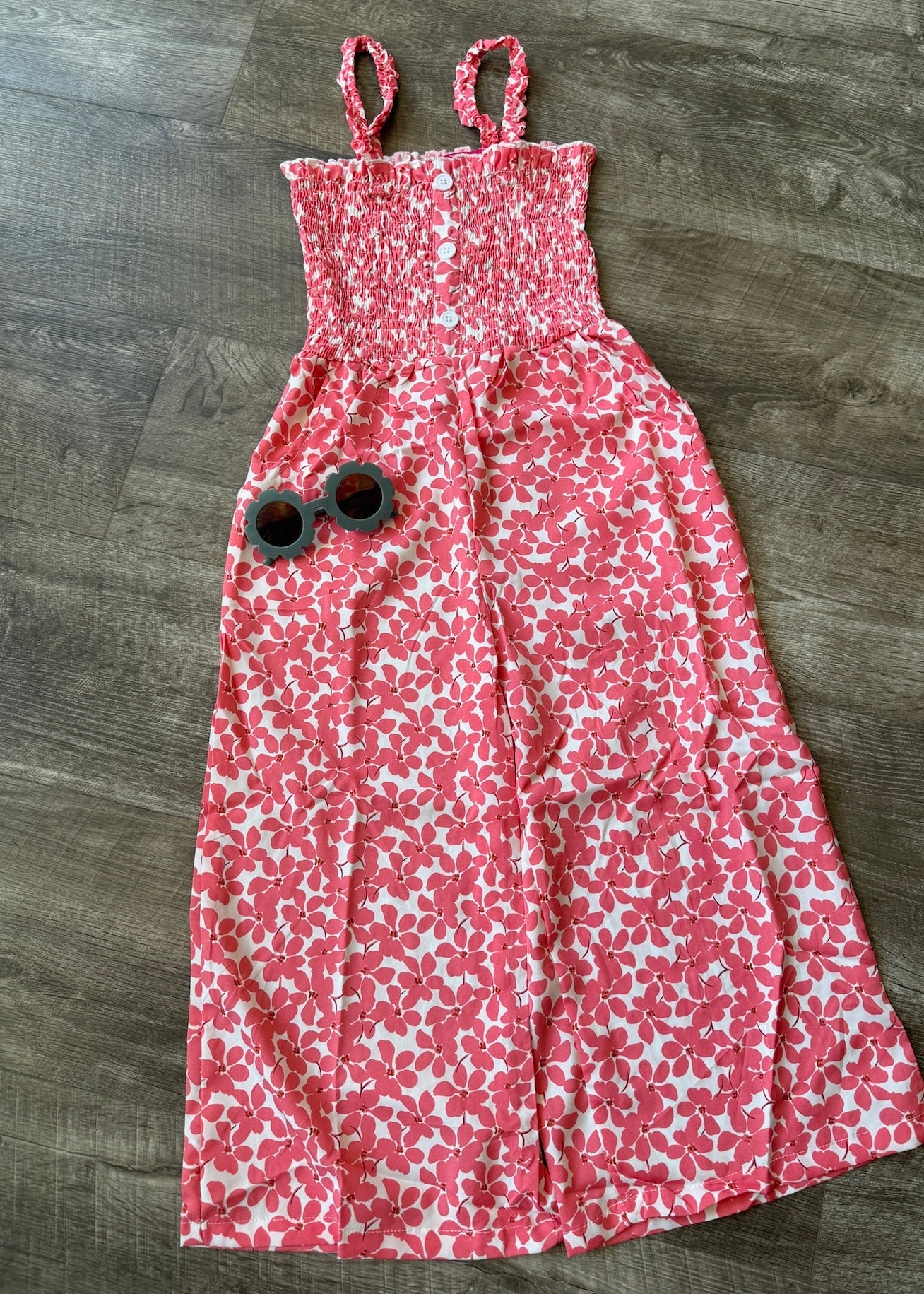 Coral Smocked Romper- KIDS