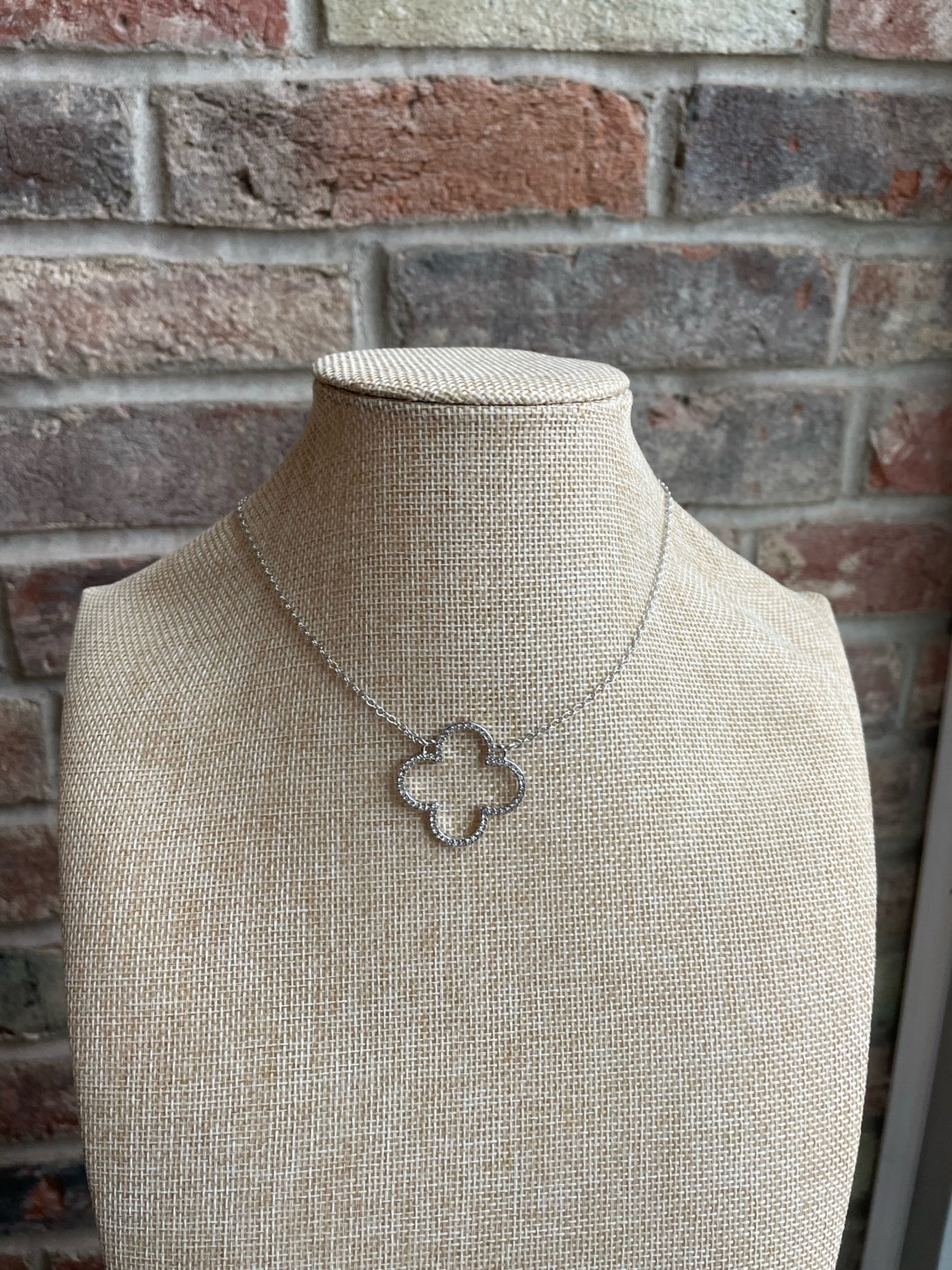 Open Clover Necklace & Earring Set- Silver