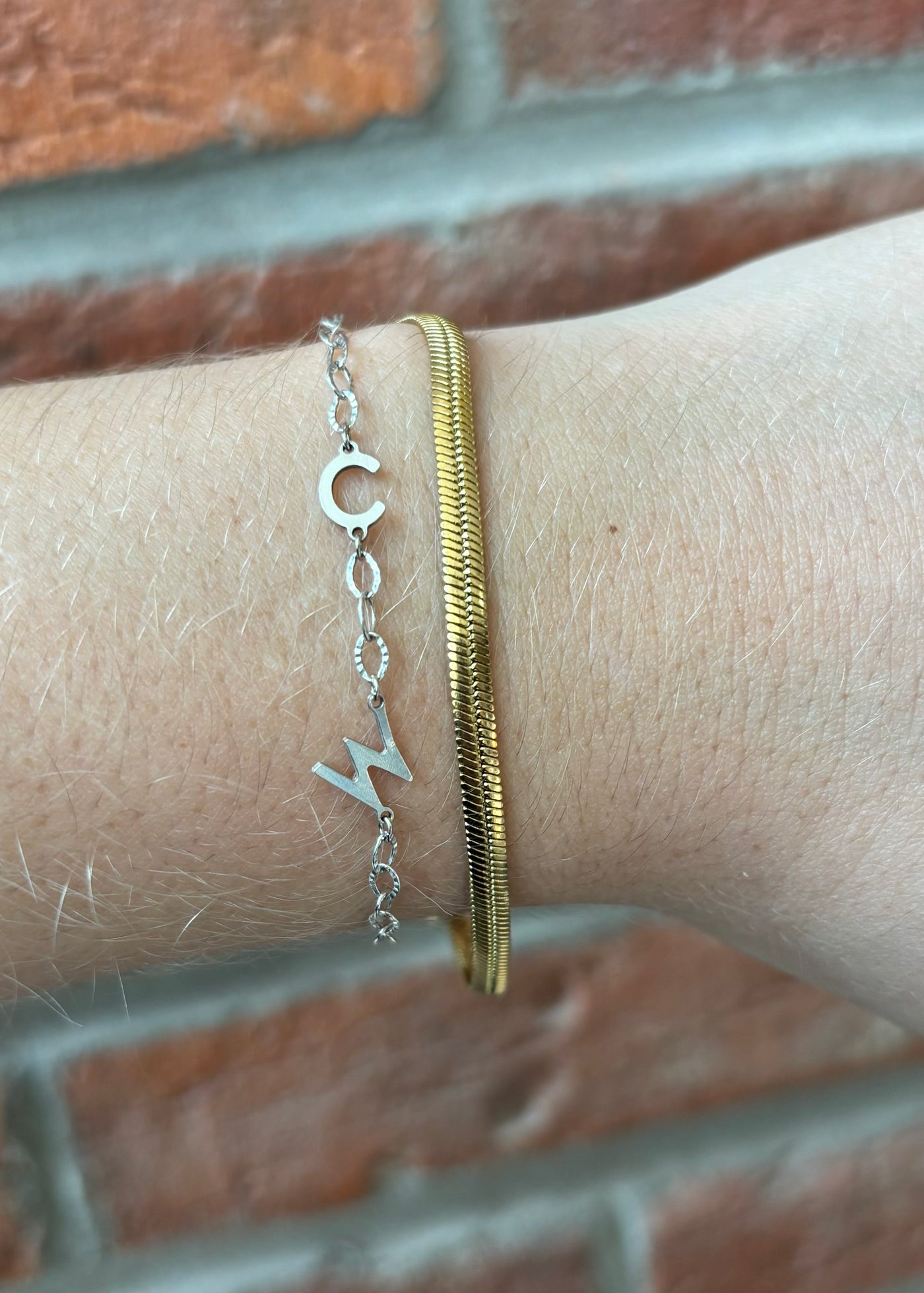 Gold Herringbone Link Bracelet