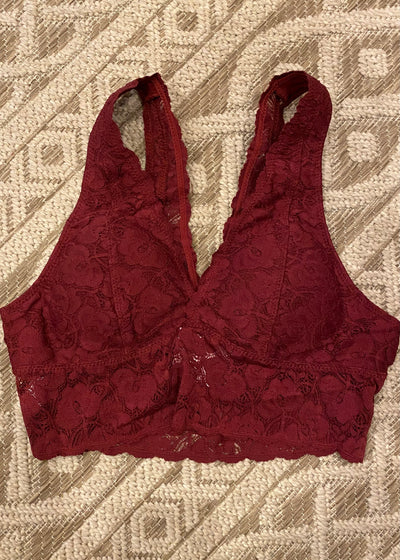 Lace Bralette- Burgundy
