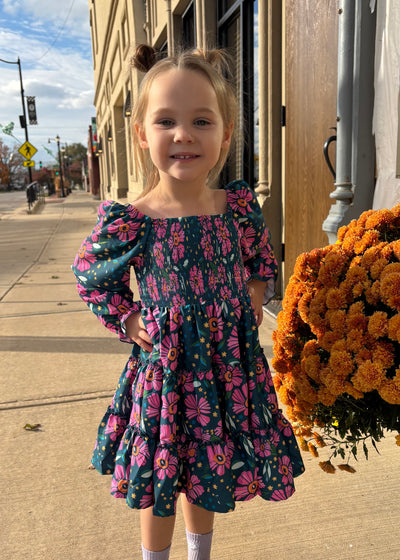 Blue & Pink Floral Dress- KIDS