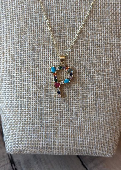 Gold Crystal Initial Necklace