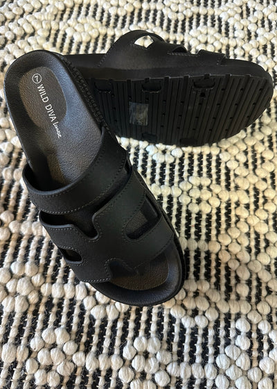 Crazy About You Slide Sandal- Black