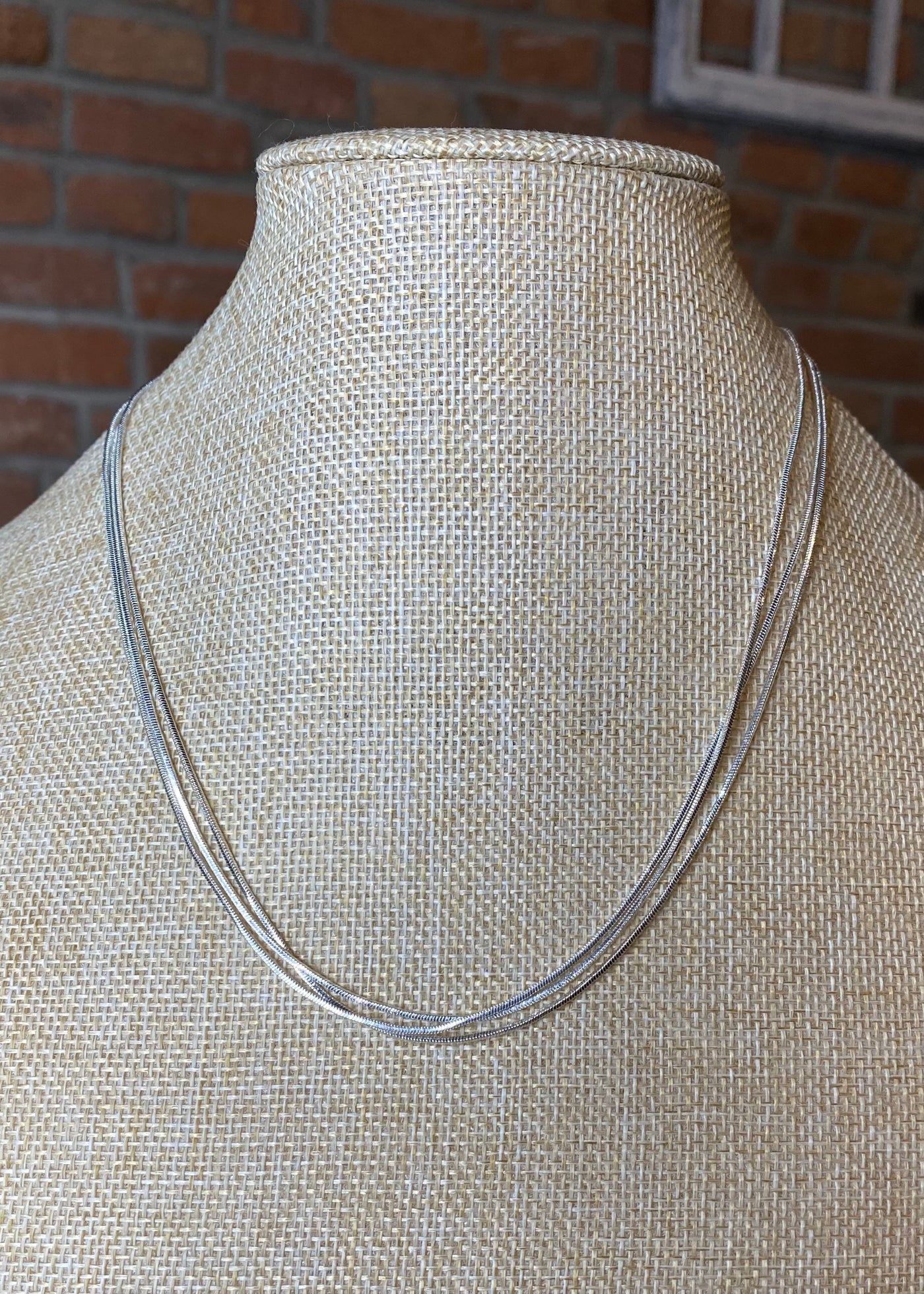 Triple Layered Snake Chain Necklace Silver