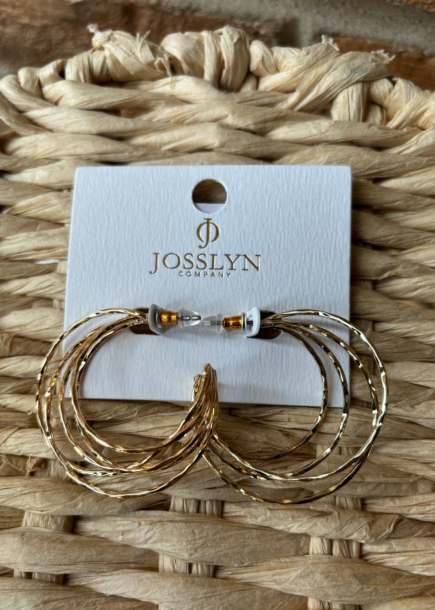 Hammered Multi Row Hoop Earrings