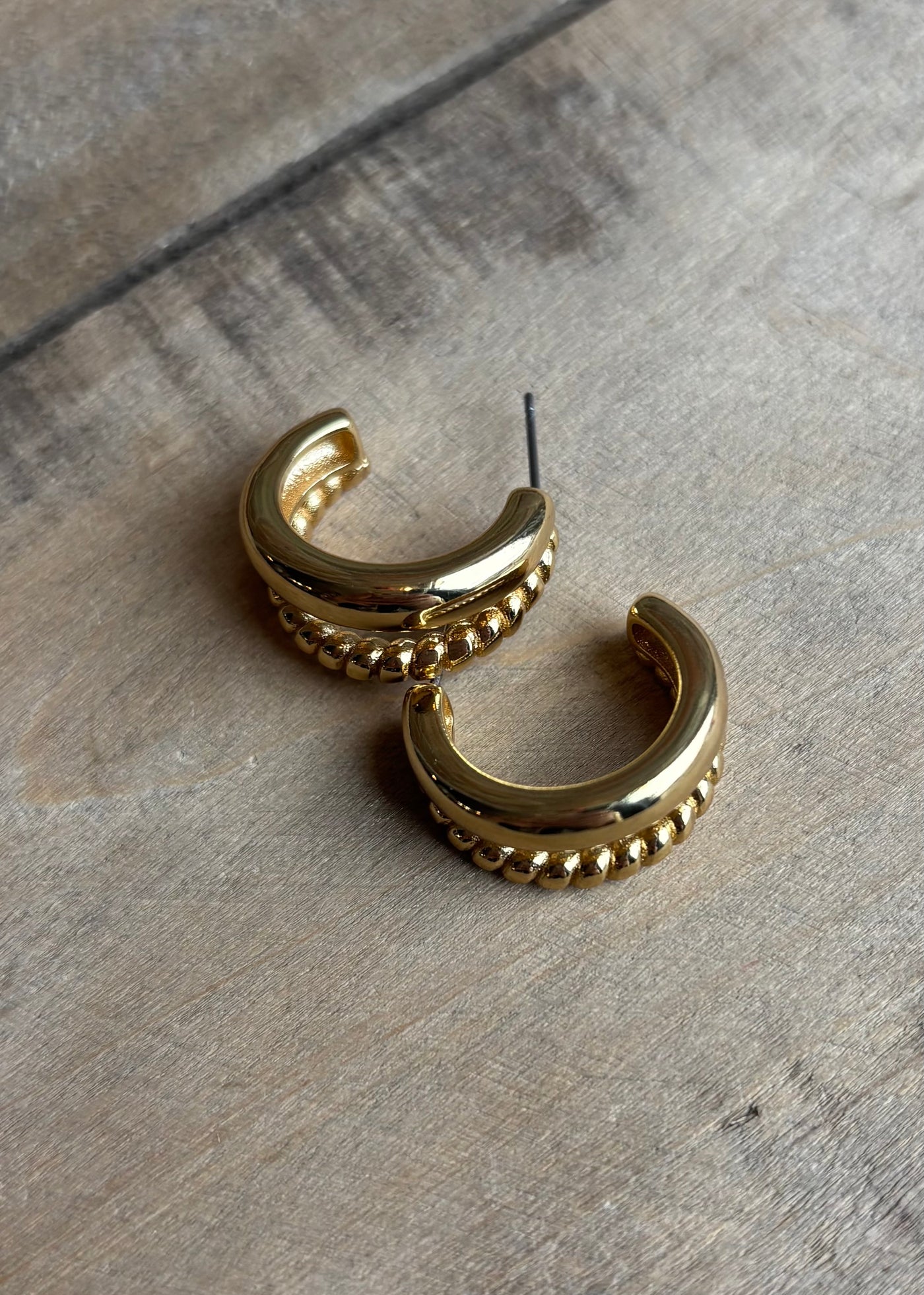 Gold Layered Textured Hoop Earrings